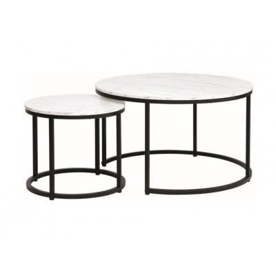 Комплект SIGNAL DION (2 стола журнальных) белый мрамор/черный